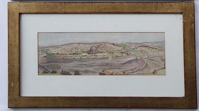 קלמנטיין סמית' (Clementine Smyth). 
צבעי מים, ממבט מהר הזיתים. 1863 בקירוב