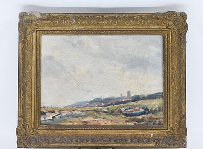 גונאר יון (Gunnar Jonn, 1904–1963) 
ציור על לוח, הציור הוא נוף אקספרסיוניסטי ימי ורחב ידיים 