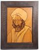 A marquetry work with a portrait description of a Yemenite Jew, signed "Bezalel Jerusalem" Image - 1
