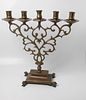 A five-reed lamp for a synagogue, Poland , the body of the lamp is decorated with open flora Image - 4