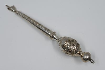 A silver hand for a Torah scroll, Austria. marked. 
Silver Torah scroll hand, Austria, signed. 
