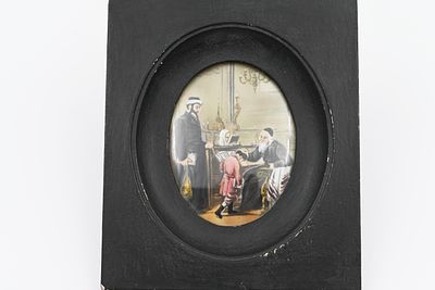The rabbi's blessing - a miniature painting. 
The rabbi's blessing. Colored painting on 