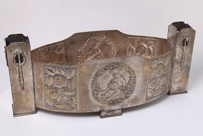 Silver-plated Centerpiece, Europe, 1920, a rabbit decorated with flower reliefs and a baby 