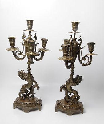 A pair of large, impressive and high-quality candelabras made of bronze, Eastern Europe, 19th 