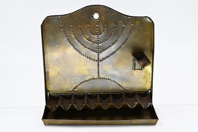 Dutch Menorah 
Dutch Menorah, 19th century. Hand-decorated with a ballet in the shape of a 