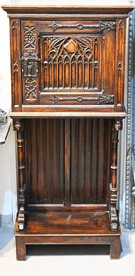 French Gothic Furniture 
A French Gothic style sideboard, 19th century. At the top, a storage 