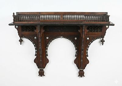 Large Jewish Damascus Shelf 
Large wooden Jewish Damascus hanging shelf, Syria, late 19th 