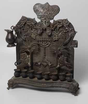 Hanukkah – Poland, 19th century 
Silver-plated brass (stamped, maker's stamps, Fraget w 