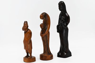 Uri Roth, three wooden sculptures, Jewish figures 
Three large wooden sculptures, hand-carved. 