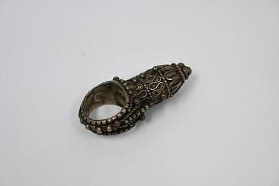 Wedding Ring-Yemen 
Jewish silver wedding ring. Designed in the shape of a tower. Total length: 