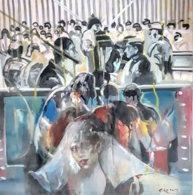 גרטי רובינשטיין (1945-2001) - מעיזבון של אספן וסוחר אמנות מוכר 
דמויות במופע 
שמן על בד 
ציור 