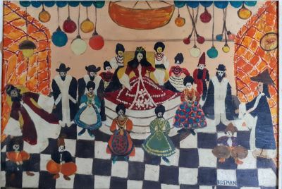 פורים שפיל 
טכניקה מעורבת על עץ 
מידות ללא מסגרת: 21X30.5 ס"מ
חתום ממוסגר