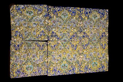 A Lot of Six Islamic Persian Glazed Tiles, 19th Century. A lot of six Islamic Persian tiles 