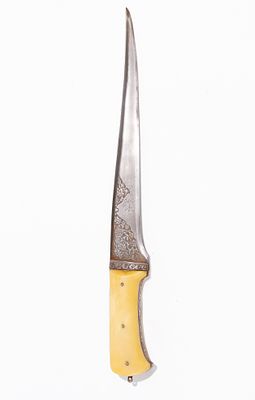 A Waziri Dagger with Steel Hilt and Bone Grips. A Waziri push dagger with an elongated tapering 