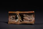 A Chinese Bronze Cicada Scroll Weight, Signed 'Bun-sai' (文斎). A Chinese bronze cicada scroll Image - 4
