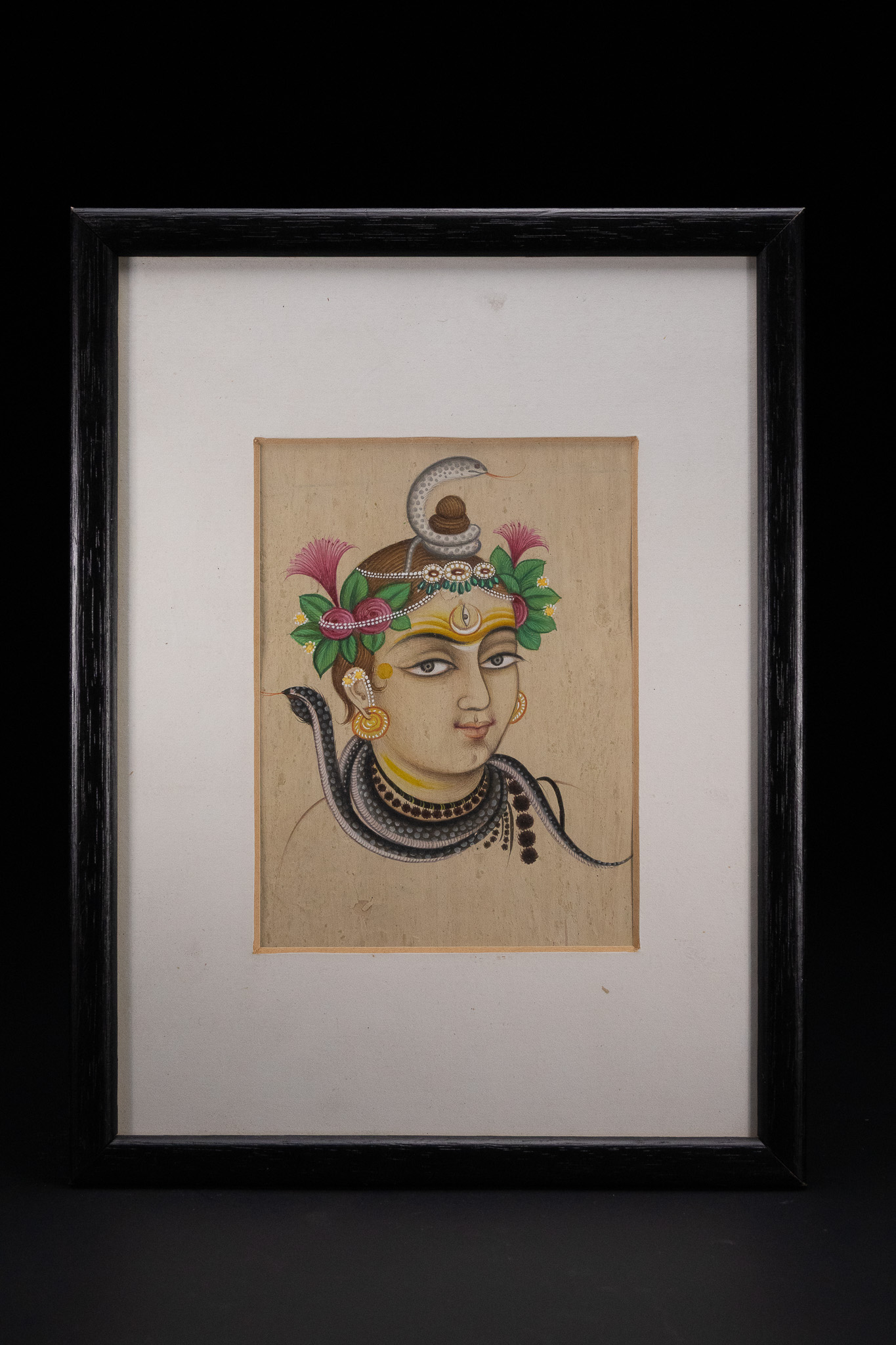 AN INDIAN MINIATURE PAINTING OF LORD SHIVA, 19TH CENTURY.