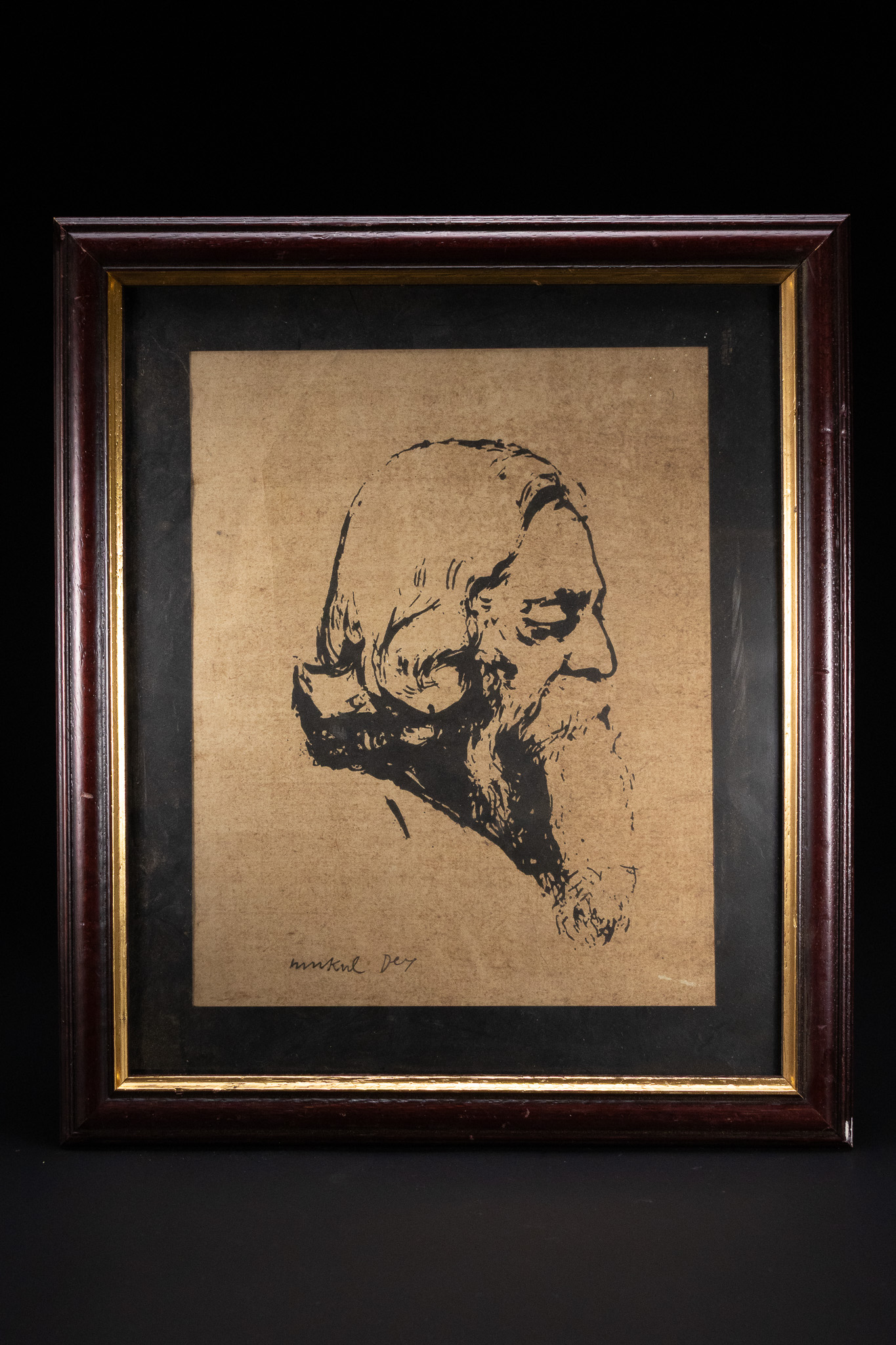 MUKUL DEY, DRYPOINT PORTRAIT OF RABINDRANATH TAGORE