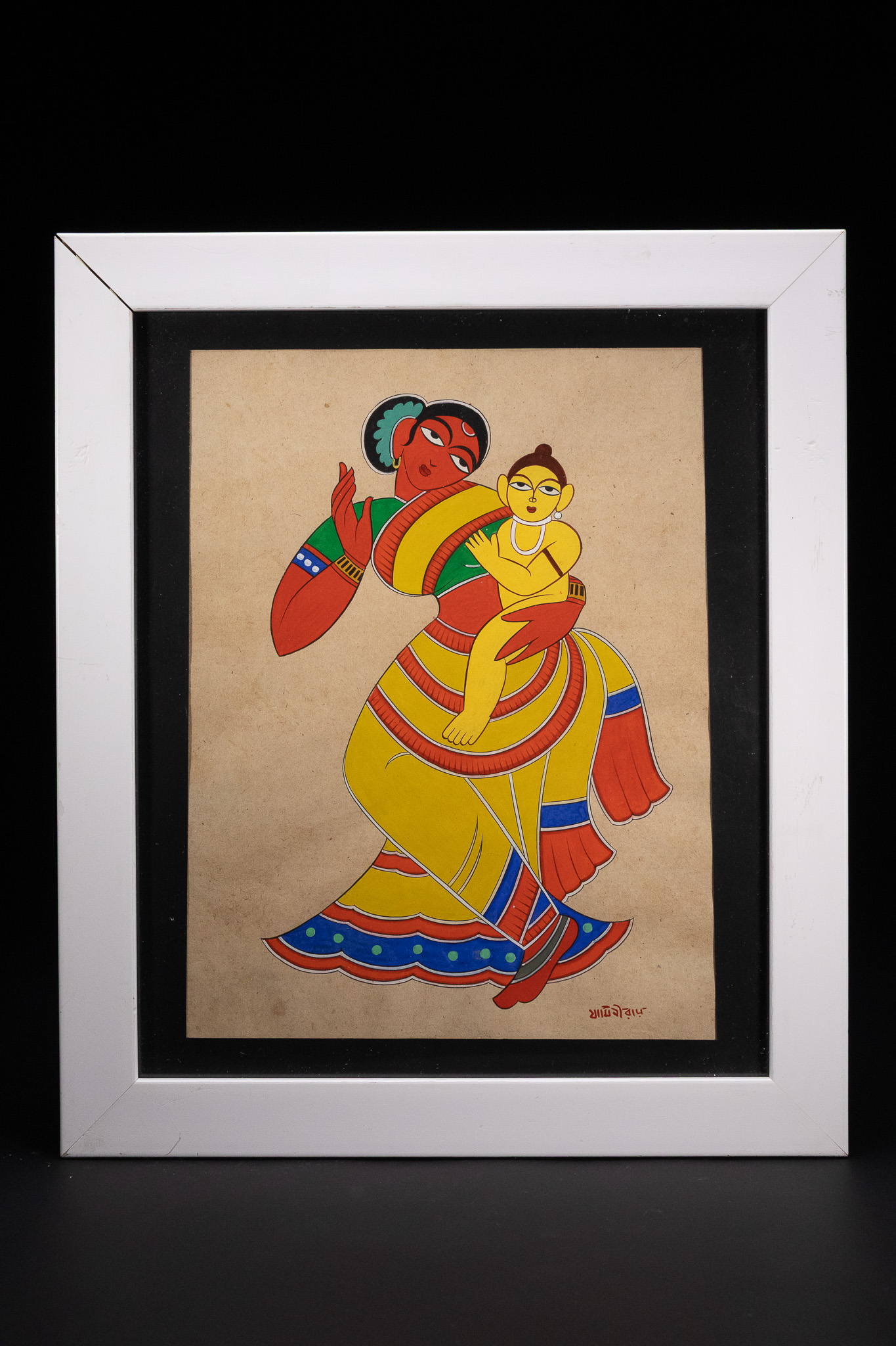 JAMINI ROY (INDIAN, 1887-1972) 'MOTHER AND CHILD' (SIGNED).