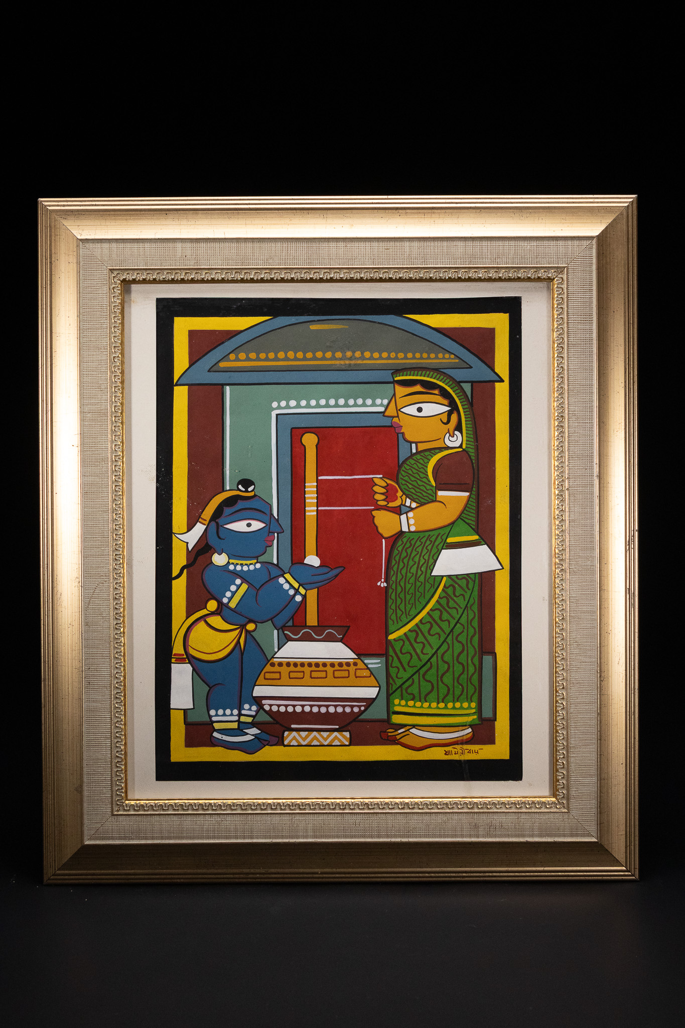 JAMINI ROY (INDIAN, 1887-1972) 'BAL KRISHNA AND YASHODA' (SIGNED).