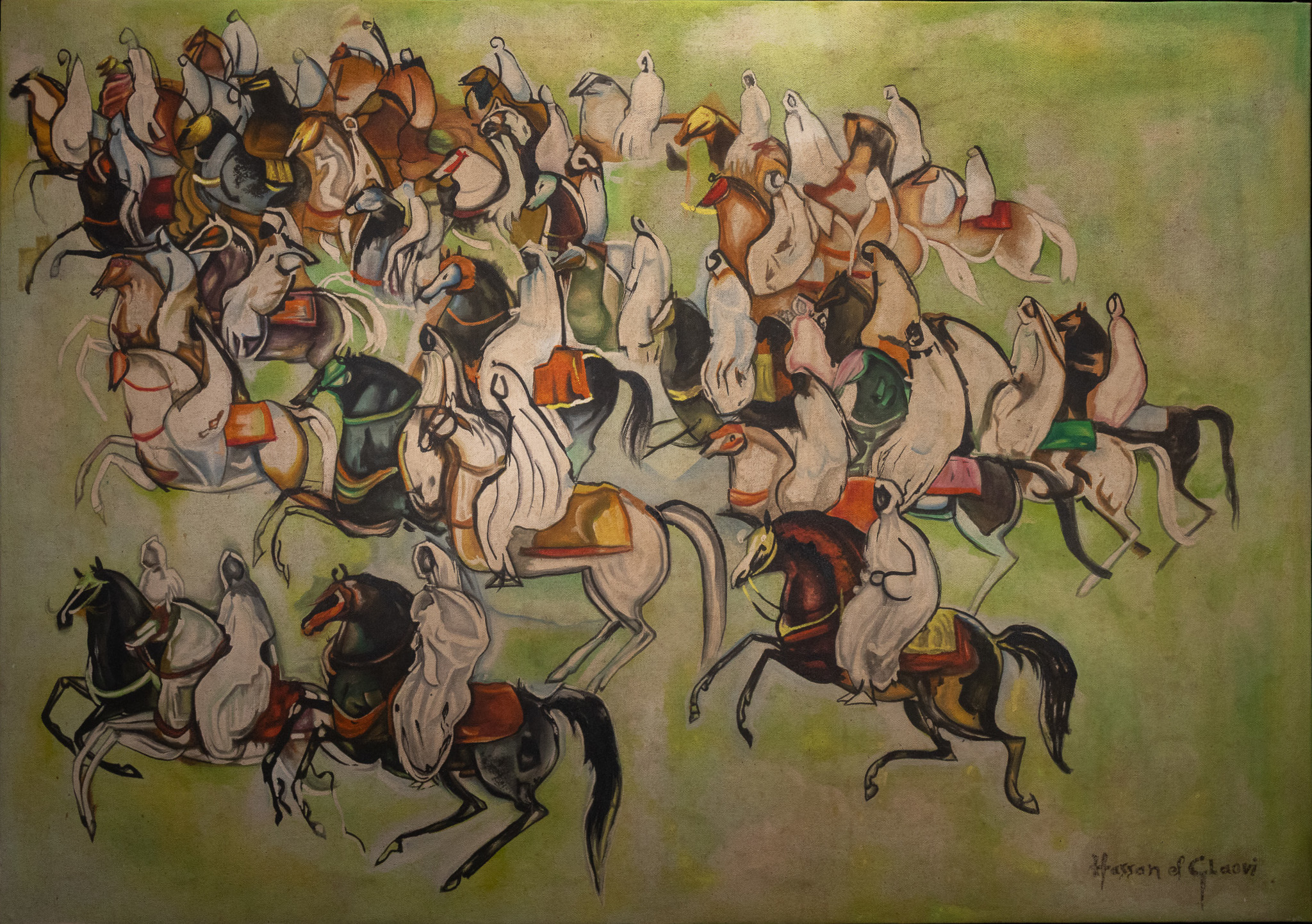 HASSAN EL GLAOUI (MOROCCAN, 1924-2018), TBOURIDA SCENE.