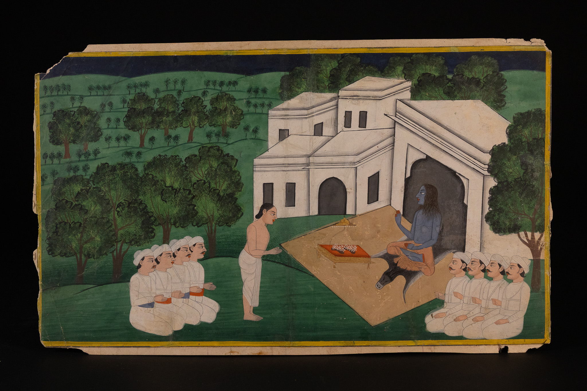 PAHARI SCHOOL, LATE 18TH OR 19TH CENTURY, 'A BLUE-SKINNED ASCETIC RECEIVING DEVOTEES'.