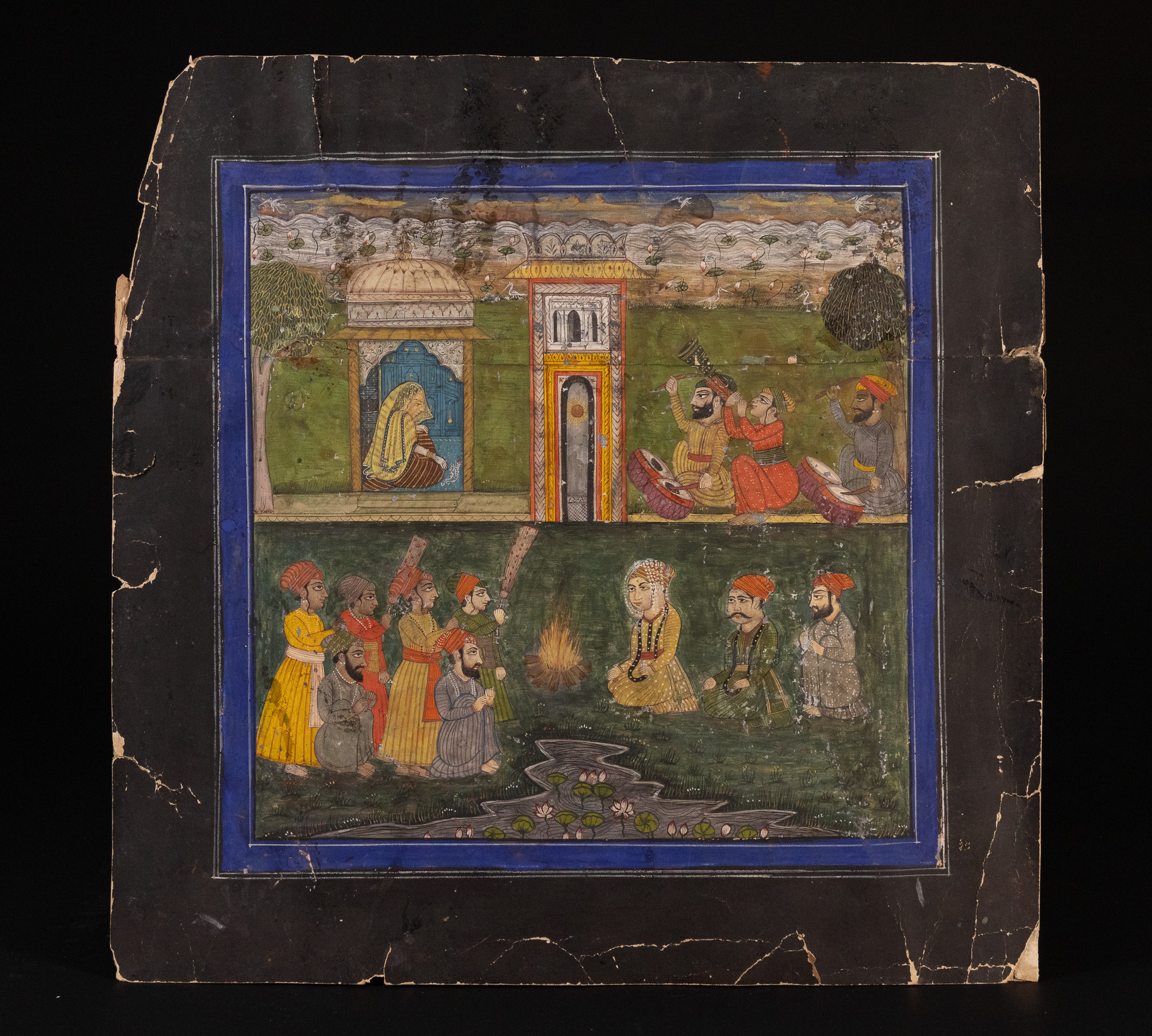 NORTH INDIAN SCHOOL, 18TH CENTURY, 'A RITUAL SCENE AT A LOTUS POND'.