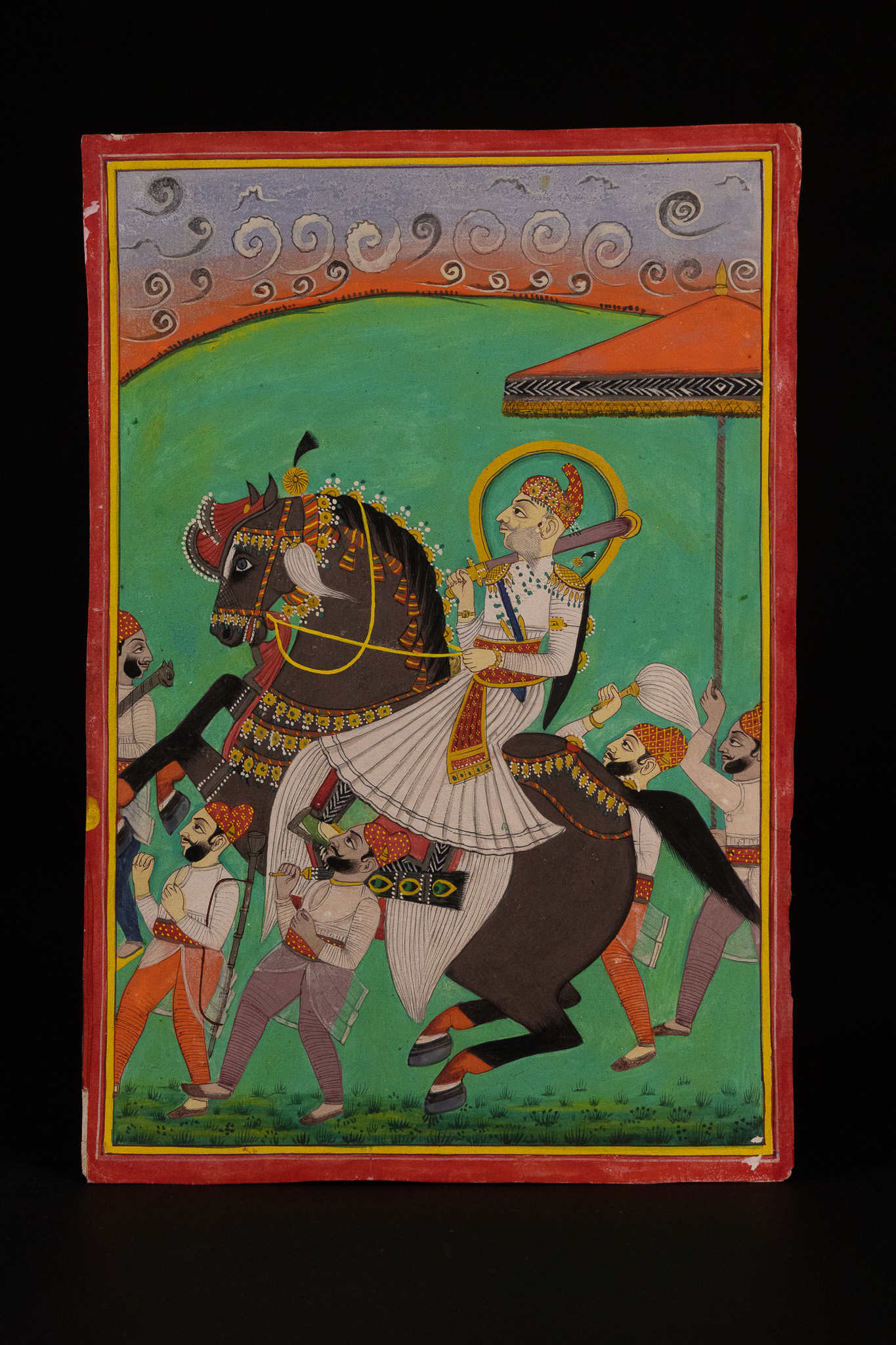 MEWAR SCHOOL, LATE 18TH CENTURY, 'EQUESTRIAN PORTRAIT OF MAHARANA ARI SINGH II OF MEWAR'.