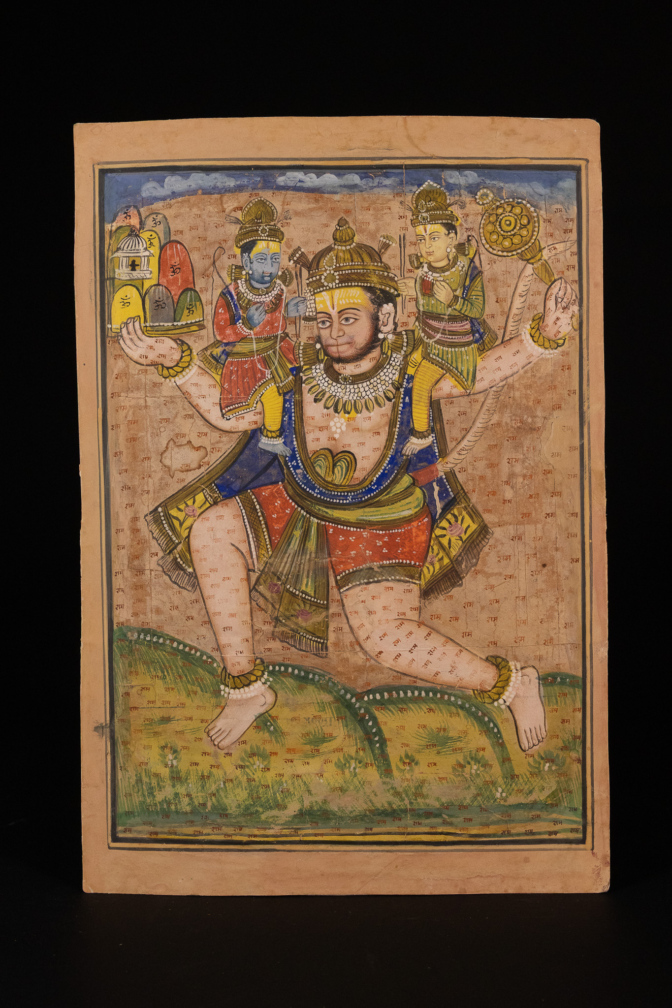 INDIAN SCHOOL, 19TH/20TH CENTURY, 'HANUMAN CARRYING RAMA AND LAKSHMANA'.