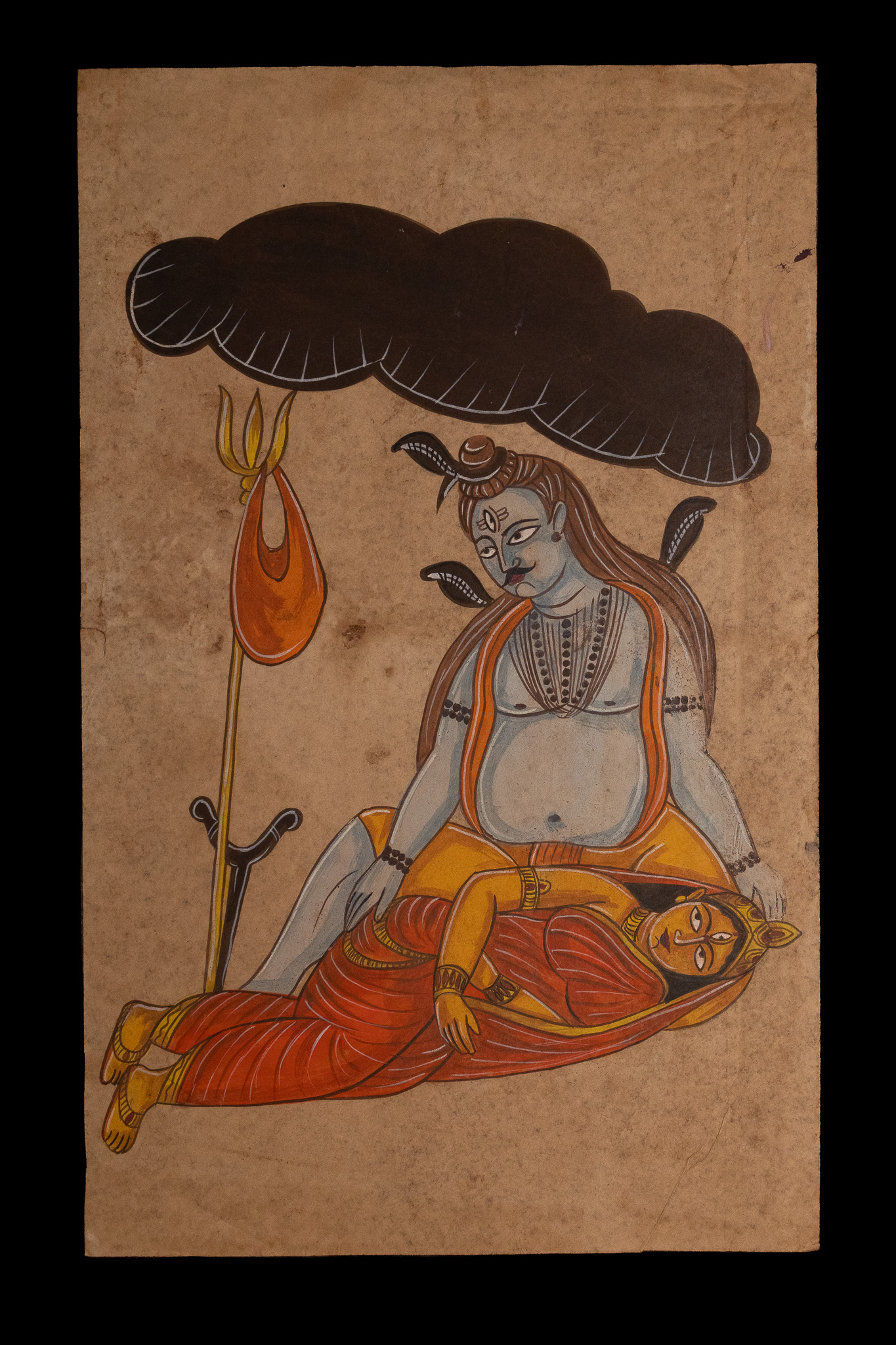 A KALIGHAT PAINTING OF SHIVA AND SATI, BENGAL, INDIA, LATE 19TH CENTURY.