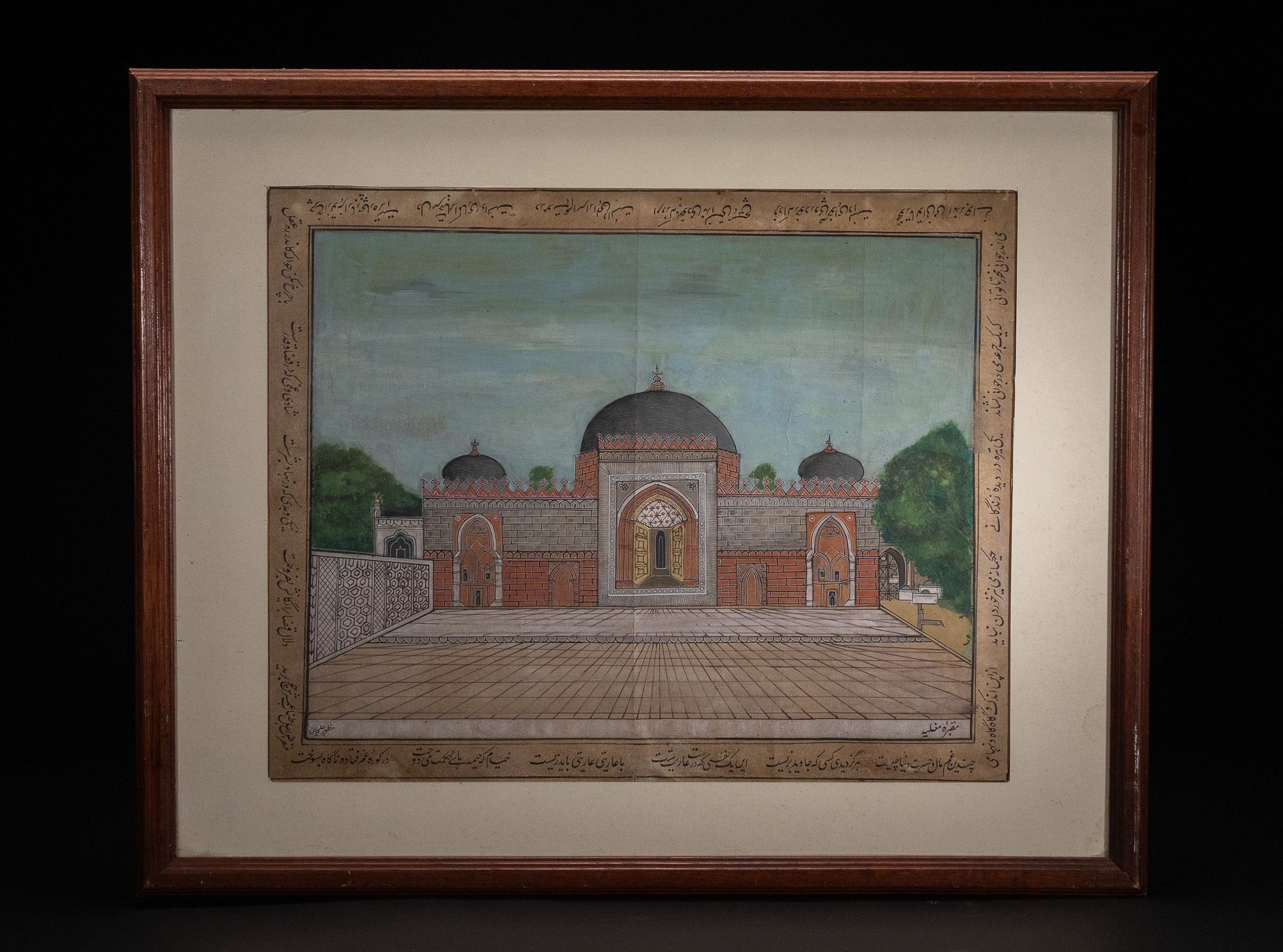 A DELHI SCHOOL ARCHITECTURAL MINIATURE PAINTING ATTRIBUTED TO MAZHAR ALI KHAN, MID-19TH CENTURY.
