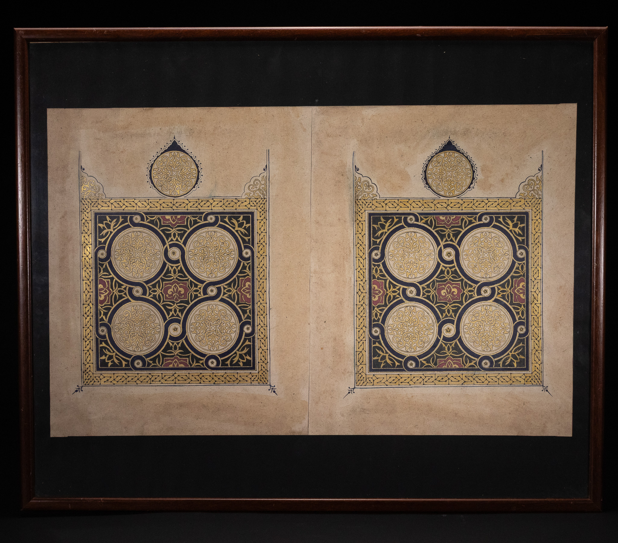 A PAIR OF ILLUMINATED QUR'AN FRONTISPIECE FOLIOS IN THE ILKHANID STYLE.