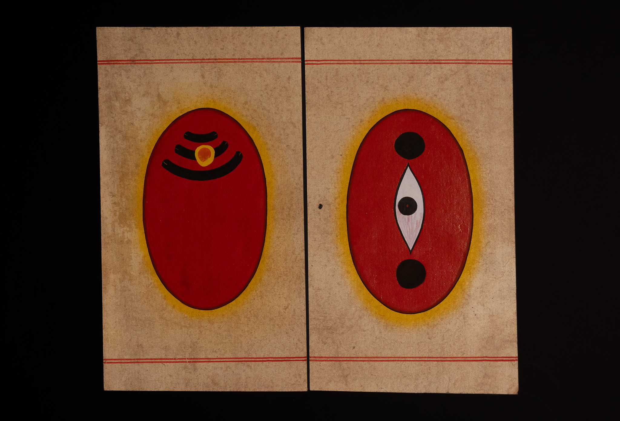 INDIAN SCHOOL, 20TH CENTURY, A PAIR OF 'NEO-TANTRIC ABSTRACT PAINTINGS'.