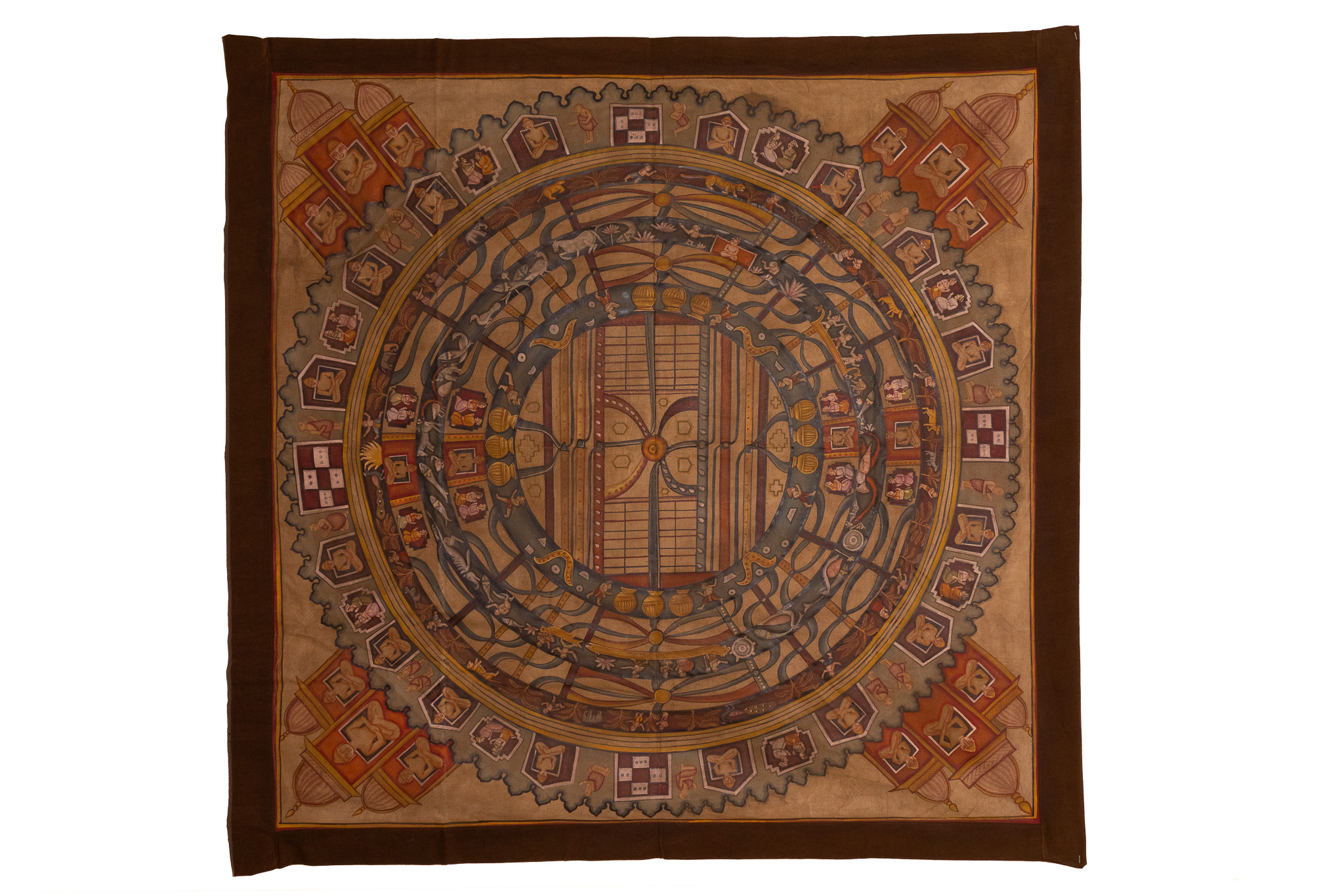 AN INDIAN JAIN COSMOGRAPHICAL PAINTING ON CLOTH (ADHAIDVIPA), 19TH CENTURY.