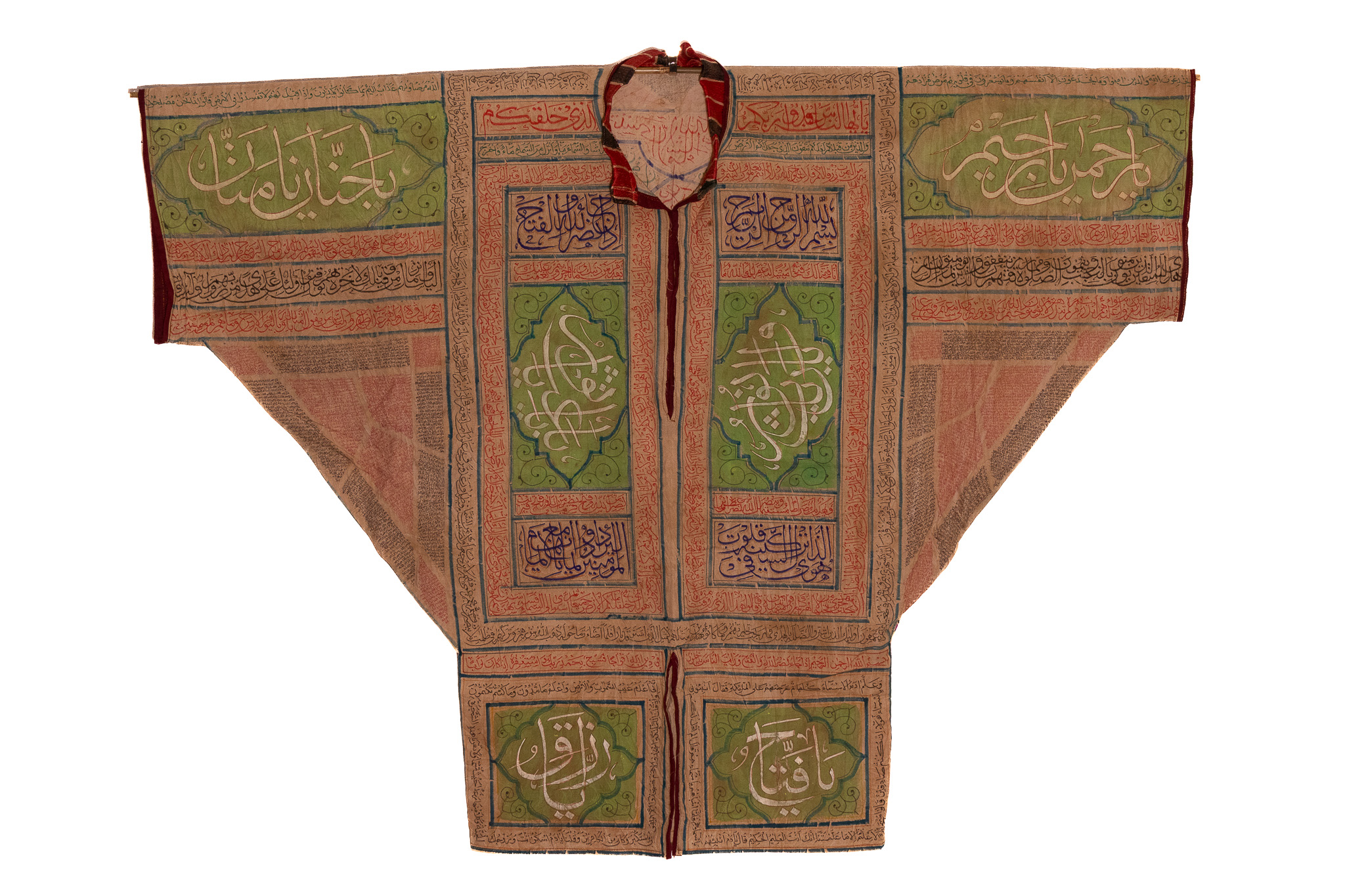 AN OTTOMAN ISLAMIC TALISMANIC SHIRT WITH CALLIGRAPHIC AND GEOMETRIC DECORATION, 19TH/20TH CENTURY.