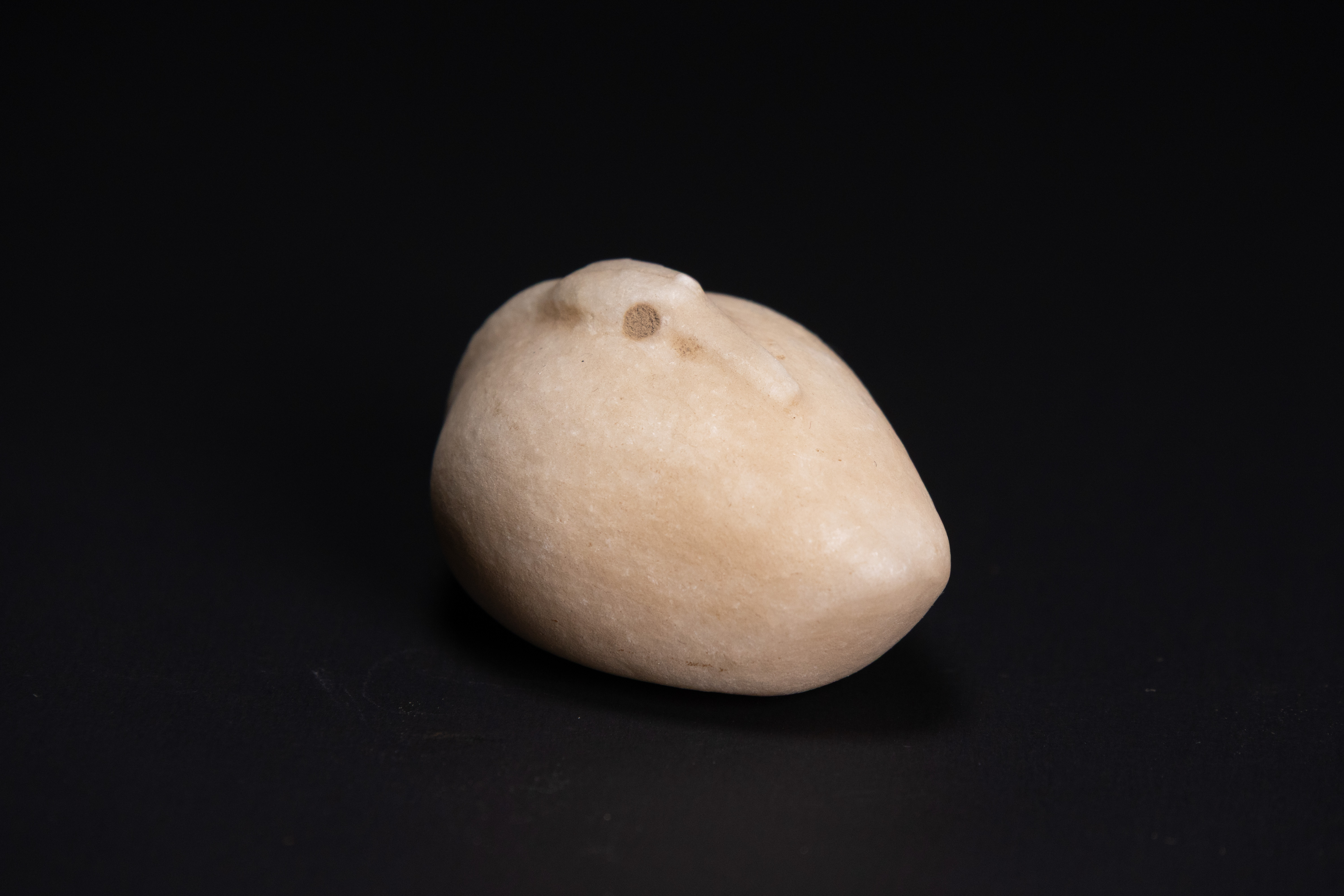 AN ANCIENT EGYPTIAN STYLE ALABASTER DUCK WEIGHT.