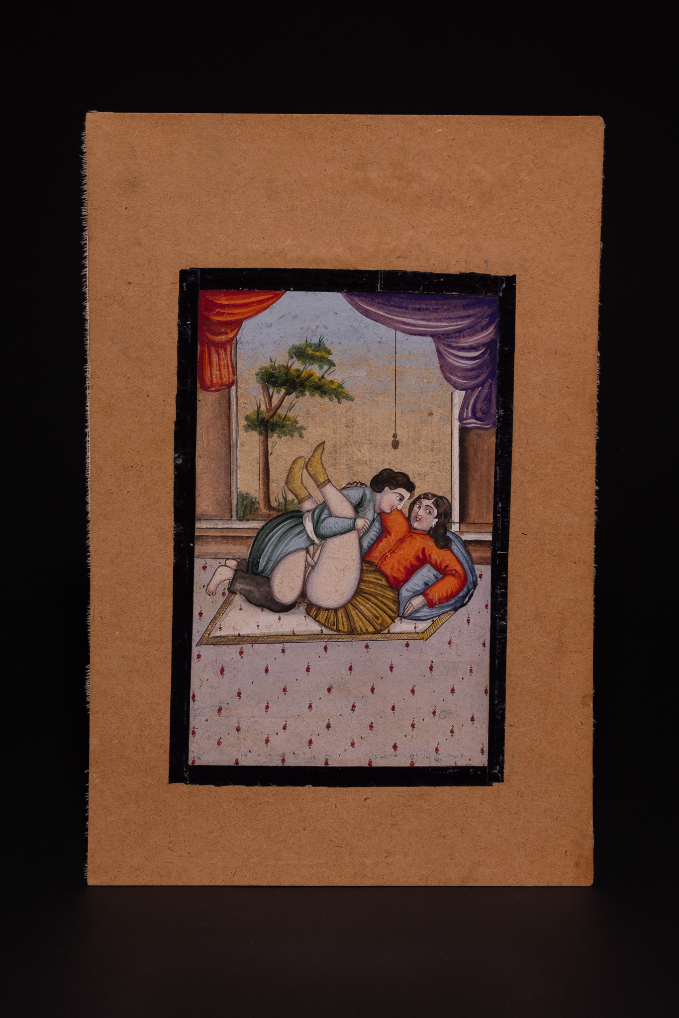 A QAJAR EROTIC MINIATURE PAINTING, 19TH CENTURY.