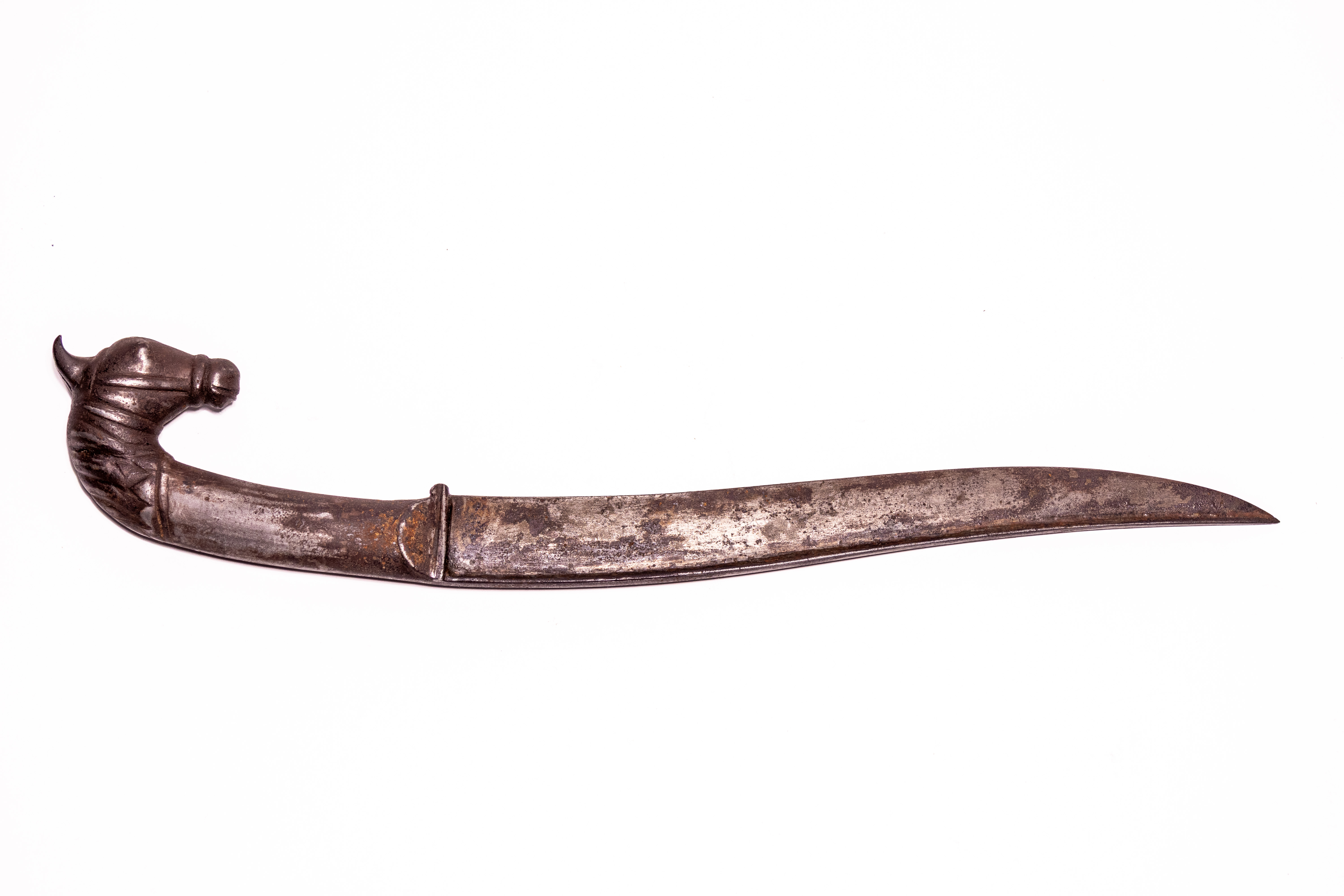 AN INDO-PERSIAN ALL-STEEL KHANJAR WITH ZOOMORPHIC HORSE-HEAD HILT, 18TH-19TH CENTURY.