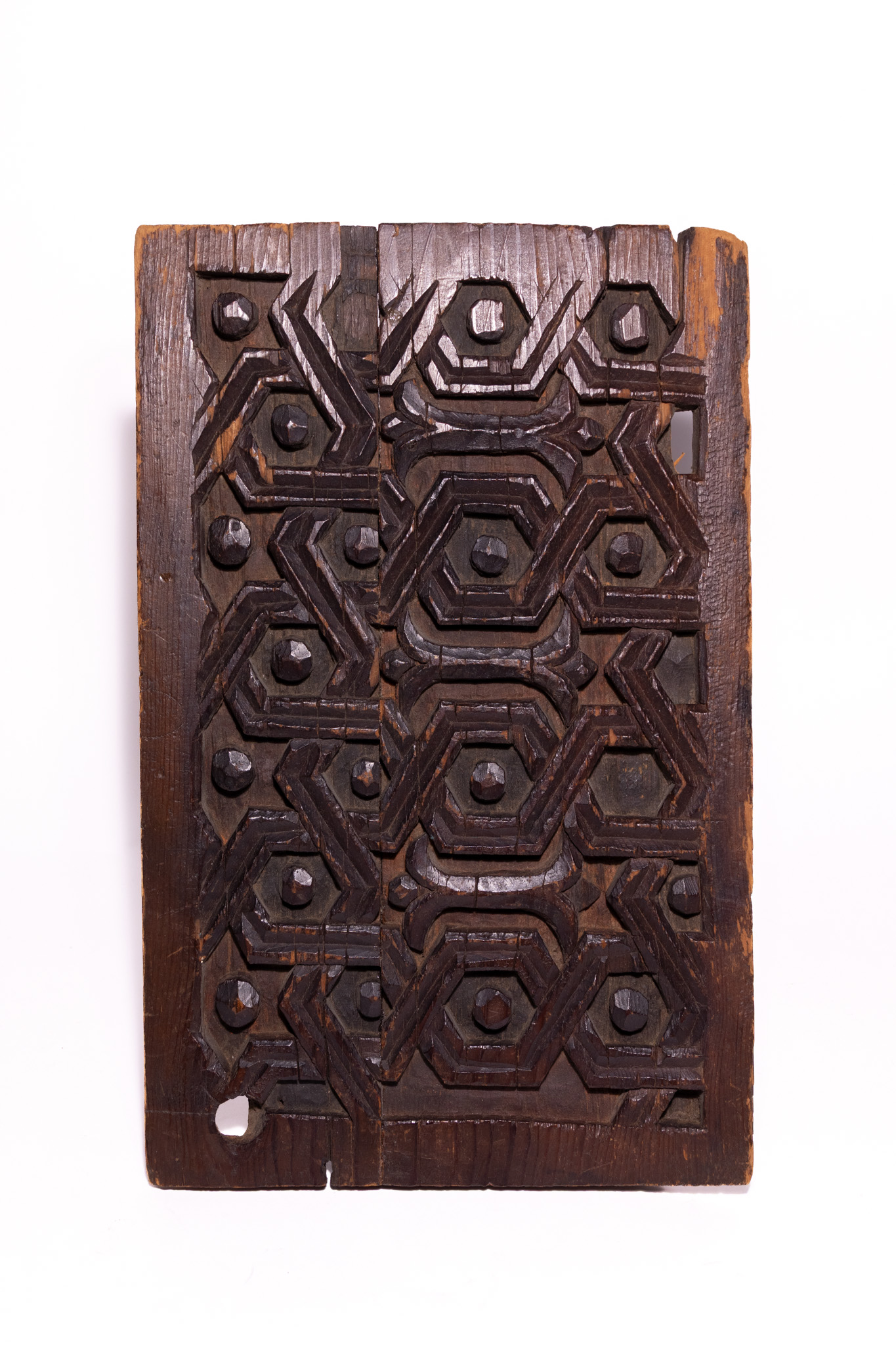A MAMLUK CARVED HARDWOOD GEOMETRIC INTERLACE ARCHITECTURAL PANEL, CIRCA 14TH–15TH CENTURY.