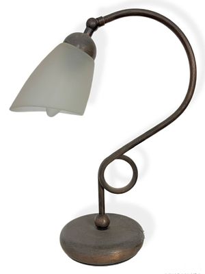 מנורת אוירה, מתכת בצבע ברונזה עם אהיל זכוכית, 35x26 ס״מ, תקינה