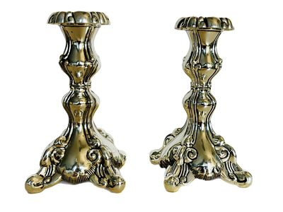 זוג פמוטים, מתכת מוכספת, 13x8 ס״מ, כחדשים