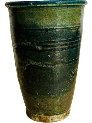 אגרטל מזוגג, קרמיקה, 18x11.5 ס״מ, חתום