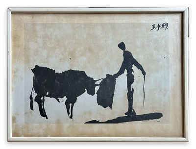 פיקסו, הדפס ממוסגר, 39.5x53 ס״מ, כתמים