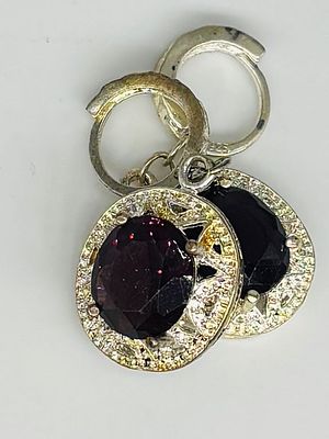 עגילי כסף 925 משובצים, סה״כ 4 ס״מ, חתומים