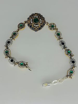 צמיד כסף 925 ישן משובץ, 19 ס״מ, חתום