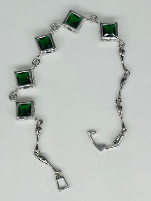 צמיד כסף 925 משובץ, 19 ס״מ, חתום