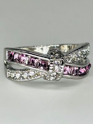 טבעת מוכספת משובצת, מידה 7