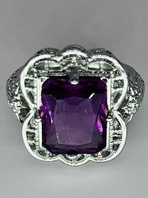 טבעת מוכספת משובצת, מידה 7.75