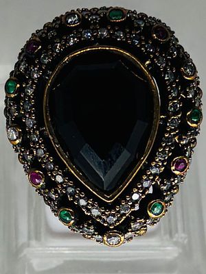 טבעת כסף 925 משובצת, מידה 8.5, חתומה