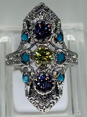 טבעת כסף 925 משובצת, מידה 7.25, חתומה