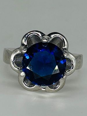 טבעת כסף 925 משובצת, מידה 6, חתומה